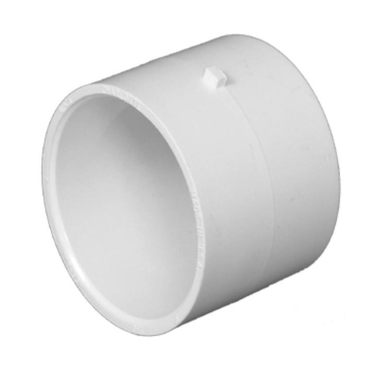The Go Build 3 in. PVC DWV Hub x Hub Repair Coupling, a white, smooth cylindrical fitting from The Fastest Way To Build, is shown against a plain white background.